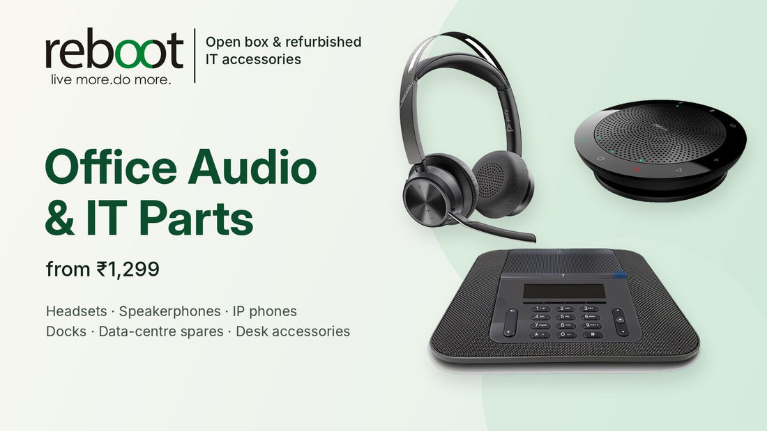 Open-box Poly headset, Jabra speakerphone and Cisco conference phone from Reboot