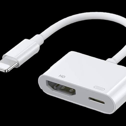 Apple Lightning Digital AV Adapter connected to an iPhone