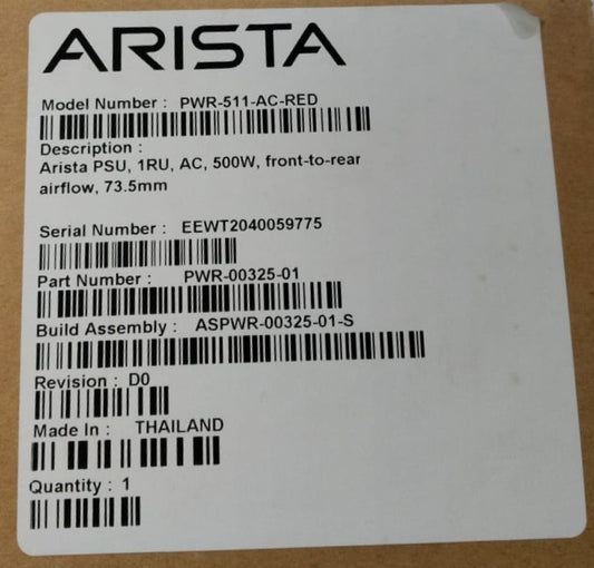 NEW ARISTA PWR-511-AC-RED