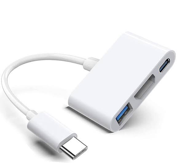 Apple USB-C Digital AV Multiport Adapter connected to a MacBook