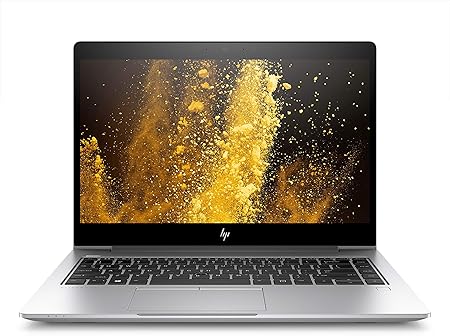 HP Elitebook 840 G8 Business Laptop with an Intel Core i7 - 11th Generation processor, displayed with a screen-on, showing a colorful graphic wallpaper.