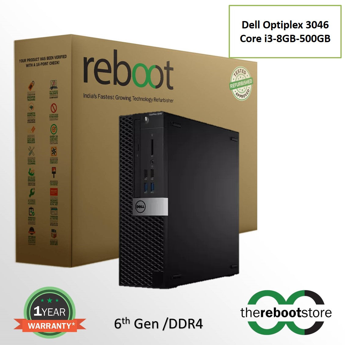 Reboot Refurbished Dell Optiplex 3046 SFF Desktop (Core i3)