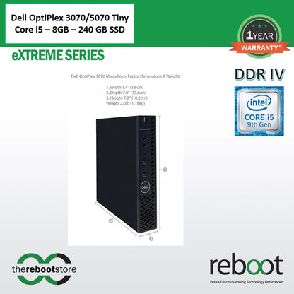 Reboot Refurbished Dell Optiplex 3070/5070 Tiny Desktop (Core i5-9th)